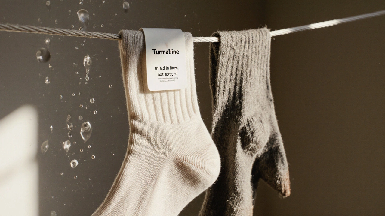 Турмалиновые носки аккуратно стираются вручную и сушатся в тени.